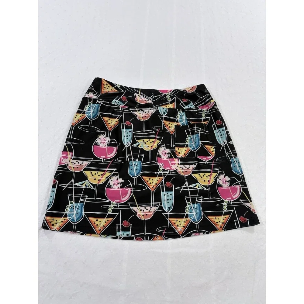 Bskinz Cheers Black Cocktail Skort Size M Tennis Pickleball Skirt Pockets
